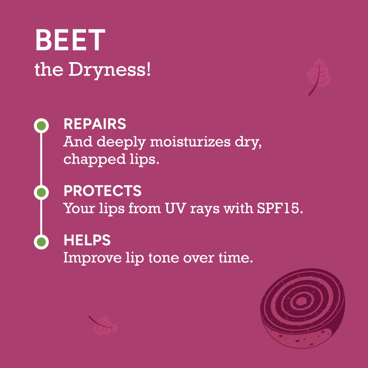 5gm $$** Best beetroot lip balm to repair chapped lips, protect from UV rays, and improve lip tone