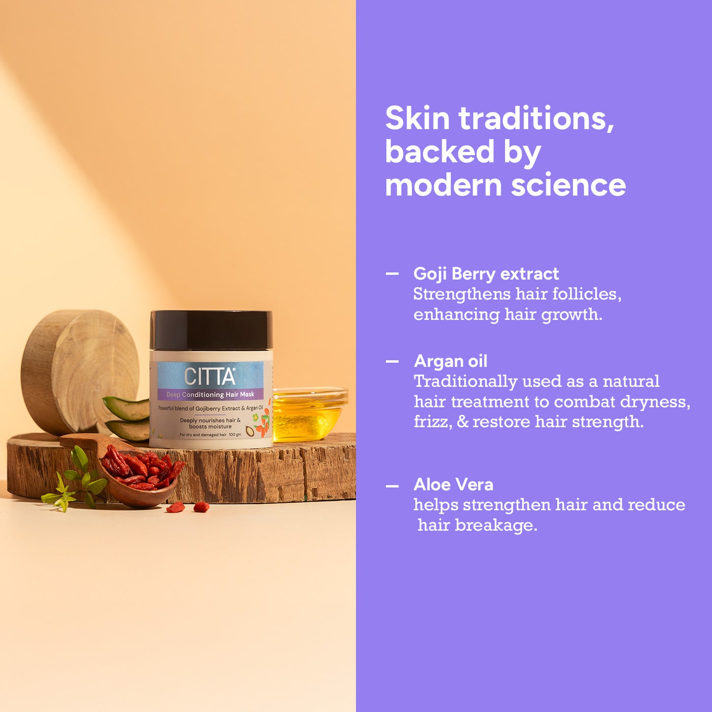 100gm $$** Buy Naturally Made CITTA Deep Conditioning Hair Mask with Goji Berry Extract, Argan Oil, Aloe Vera