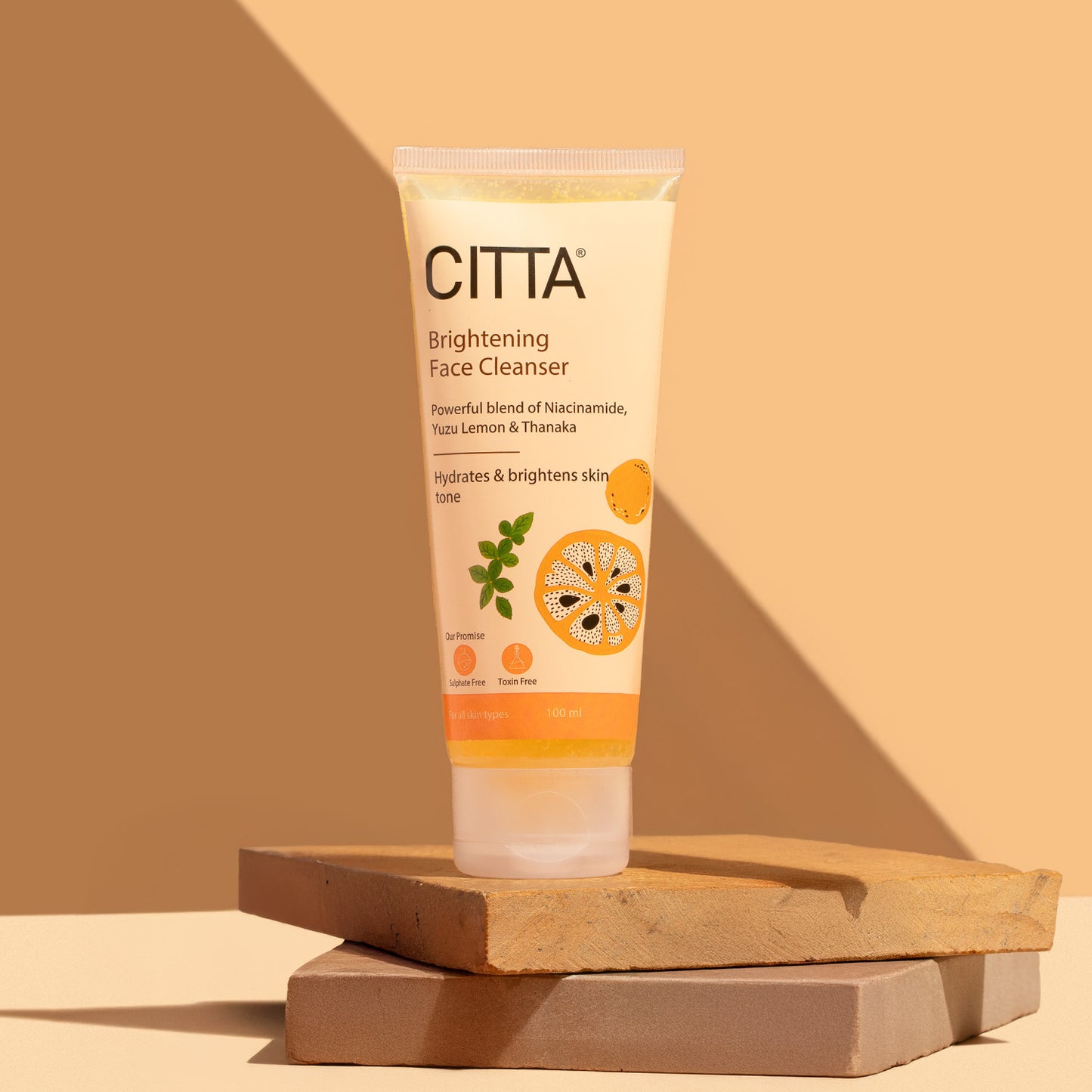 100ml $$** CITTA Brightening Face Cleanser – Vitamin C Face Wash with Niacinamide, Yuzu Lemon & Thanaka for Hydrated, Glowing Skin