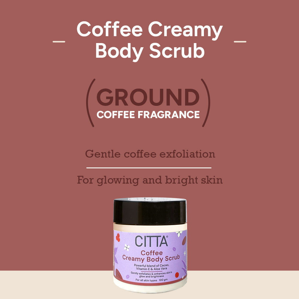 CITTA Coffee Creamy Body Scrub with ground coffee fragrance for gentle exfoliation and glowing skin