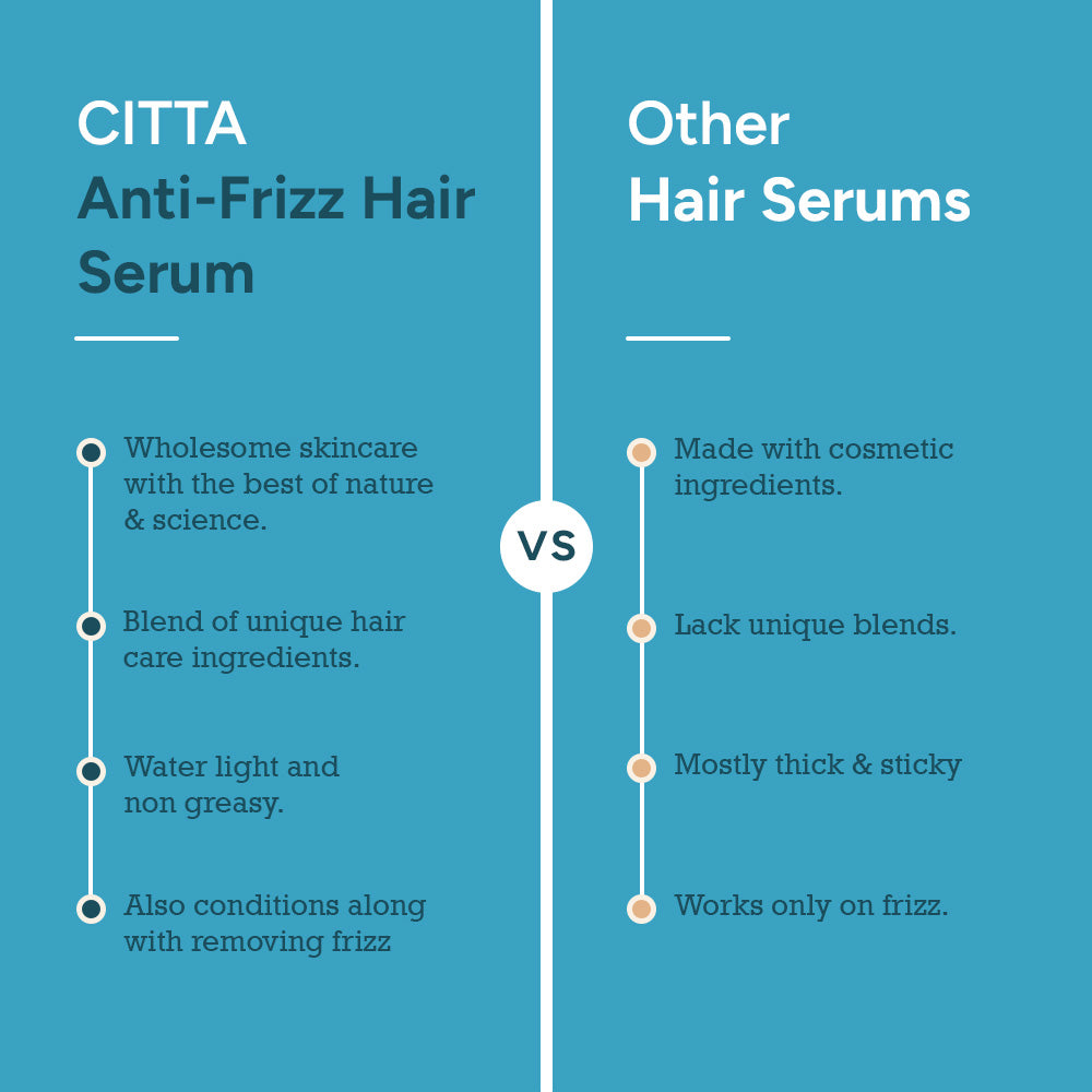 CITTA Super Light Anti Frizz Hair Serum vs other serums non greasy unique natural blend