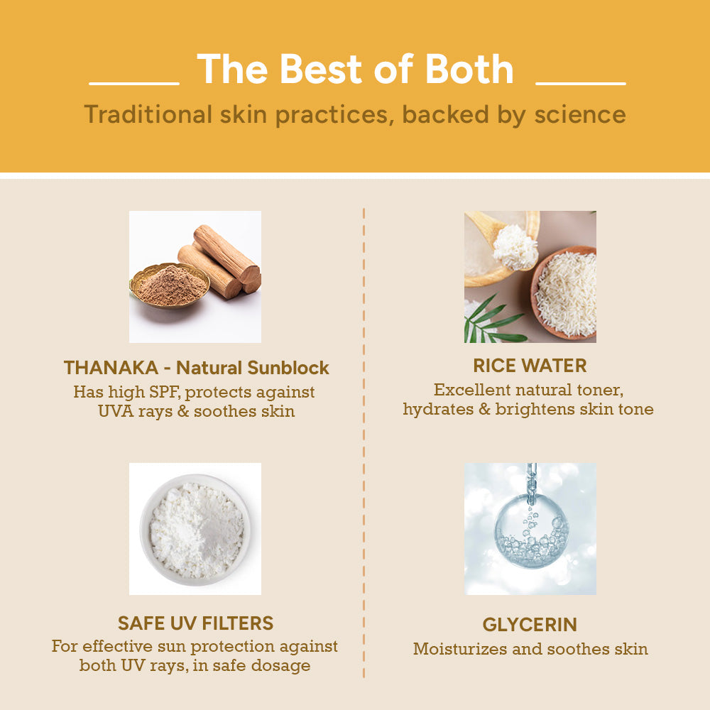 CITTA Invisible Sunscreen Serum – Traditional Thanaka sunblock, rice water, glycerin, and safe UV filters for effective sun protection and skin hydration