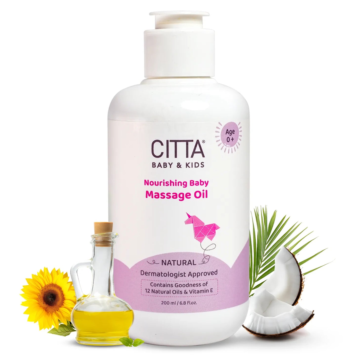 200ml $$** CITTA baby oil – nourishing newborn massage oil with natural ingredients and long-lasting hydration