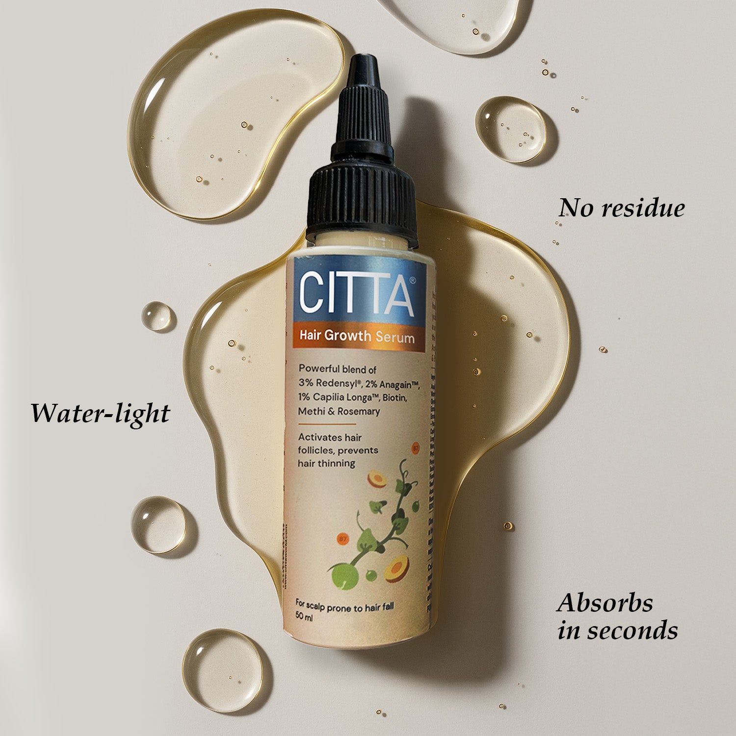 Water-light hair growth serum – fast absorbing Redensyl and Biotin blend for hair thinning and hair follicle activation