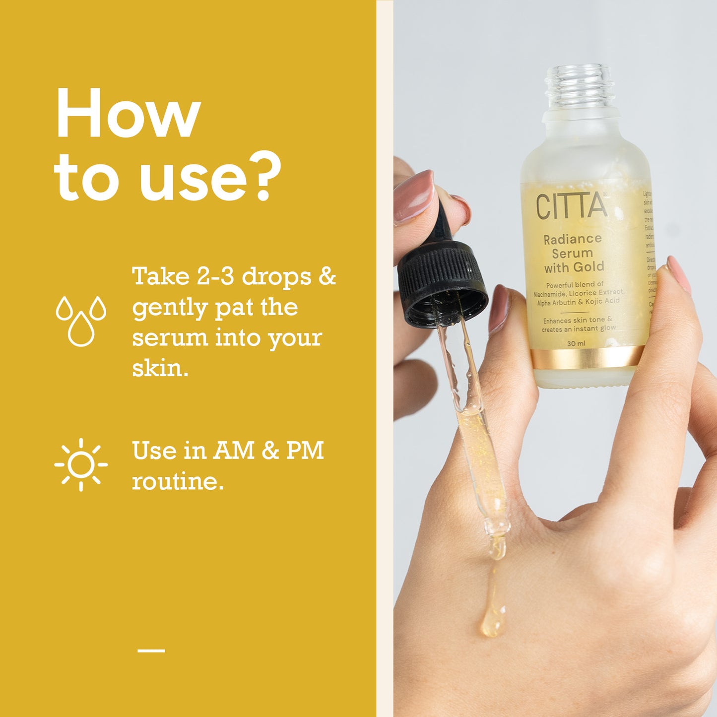 30ml $$** Radiance Gold Face Serum with Niacinamide, Kojic Acid & Alpha Arbutin – Daily AM & PM Skin Brightening Serum