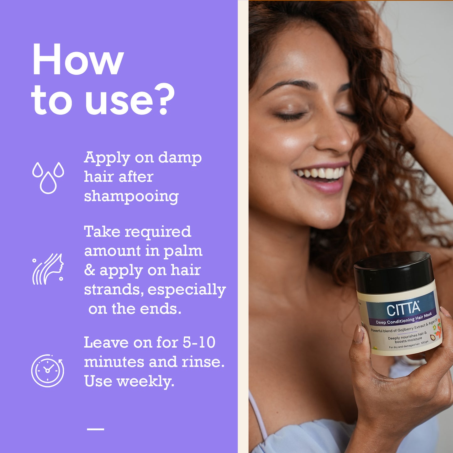 100gm $$** How to use CITTA Deep Conditioning Hair Mask