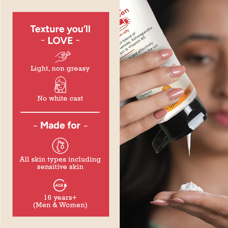 50gm $$** Lightweight, non-greasy sunscreen cream SPF 50 for all skin types, including sensitive skin