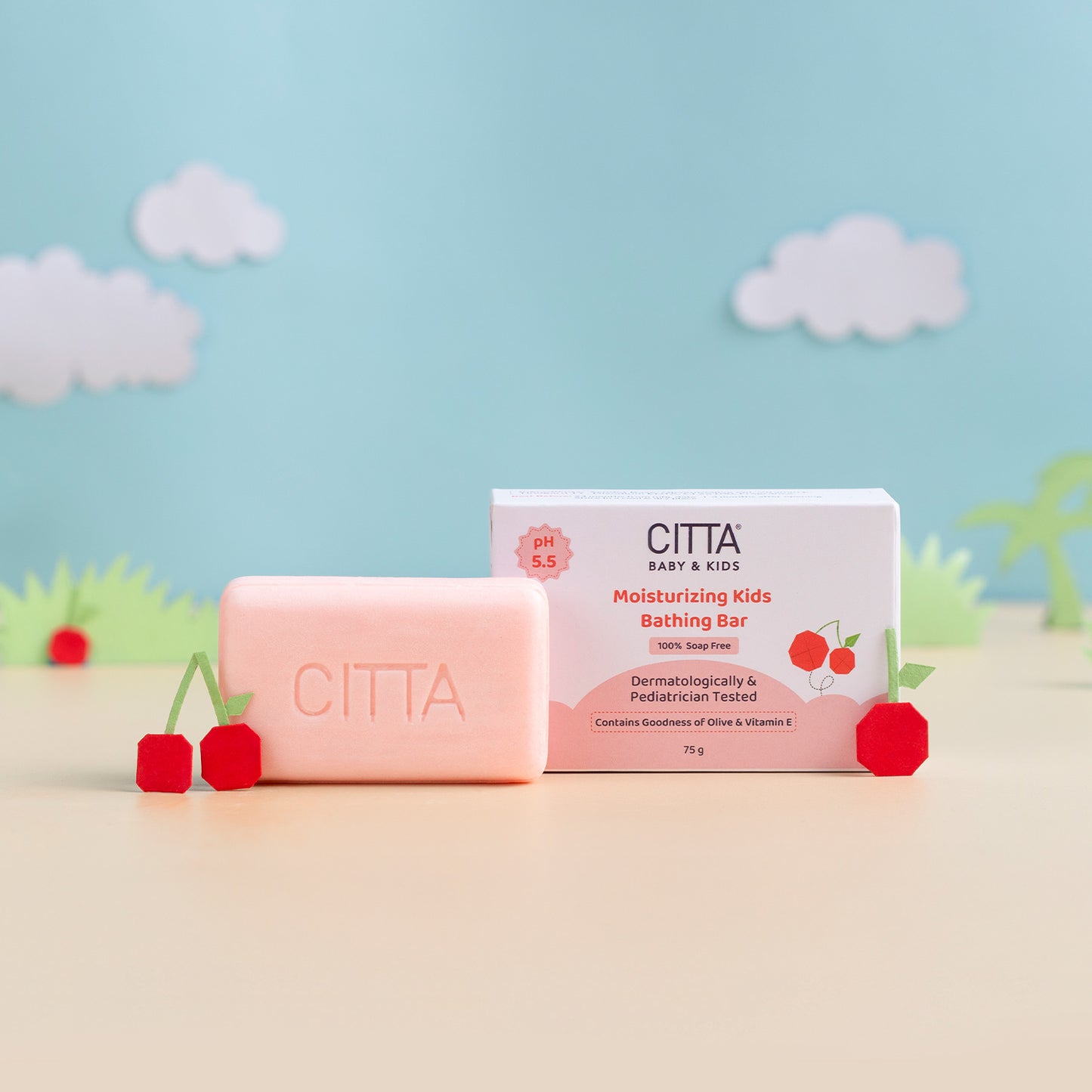 Pack of 1 $$** CITTA Moisturizing Kids Bathing Bar – best soap for kids with olive oil and vitamin E