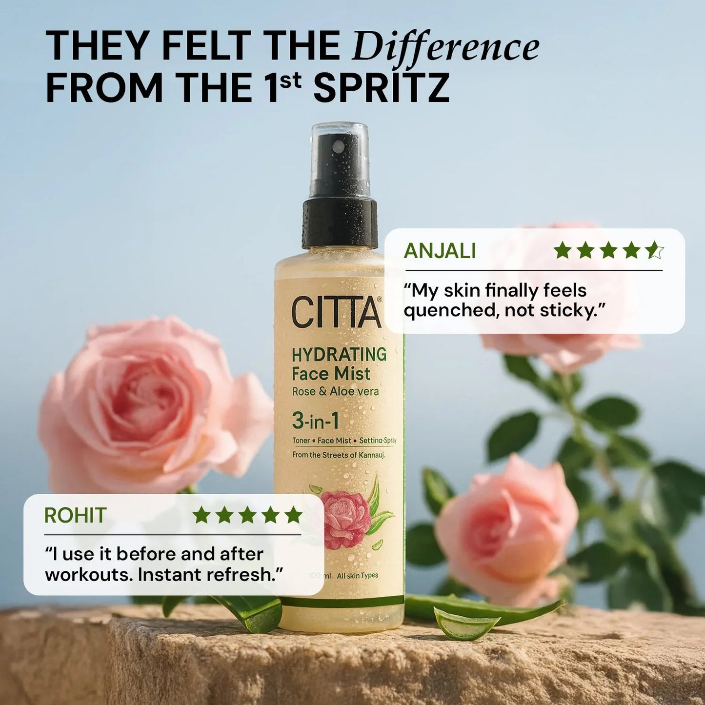 $$** Real reviews of CITTA hydrating face mist with rose and aloe vera for instant refresh and hydration