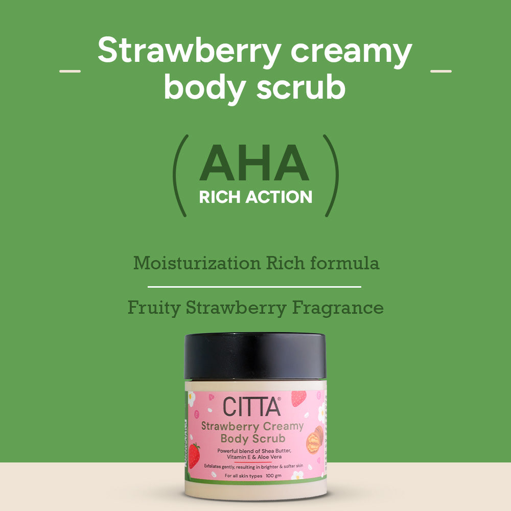 Strawberry Body Scrub with AHA for Moisturization, Bright Skin and Fruity Freshness