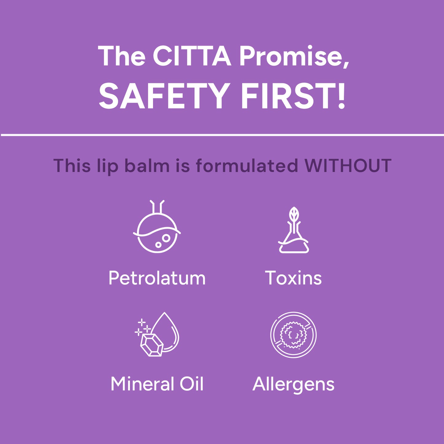 5gm $$** The CITTA Promise - Safety First | Lip balm without petrolatum, toxins, mineral oil, and allergens