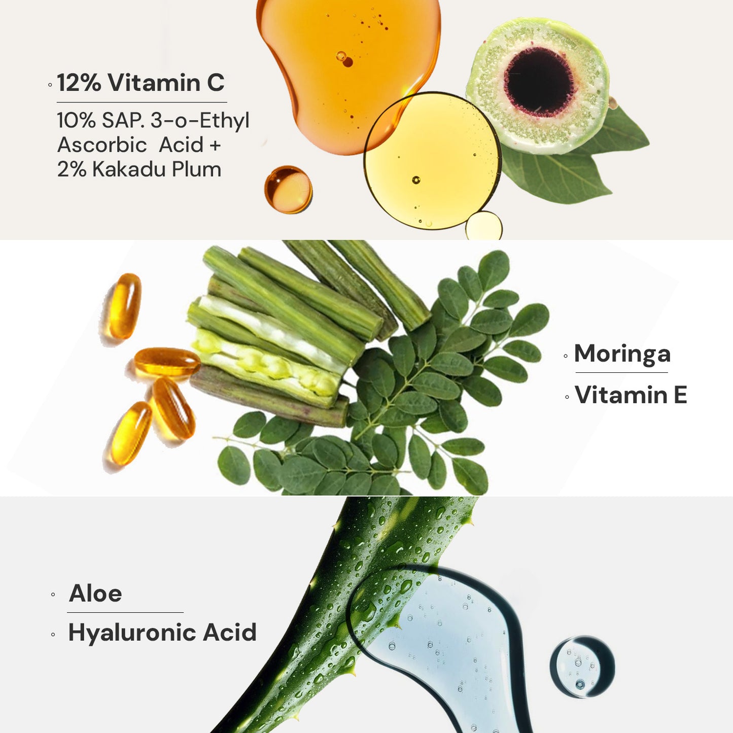 30ml $$** Vitamin C brightening serum with 12% Vitamin C, Kakadu Plum, Moringa, Vitamin E, Aloe, and Hyaluronic Acid
