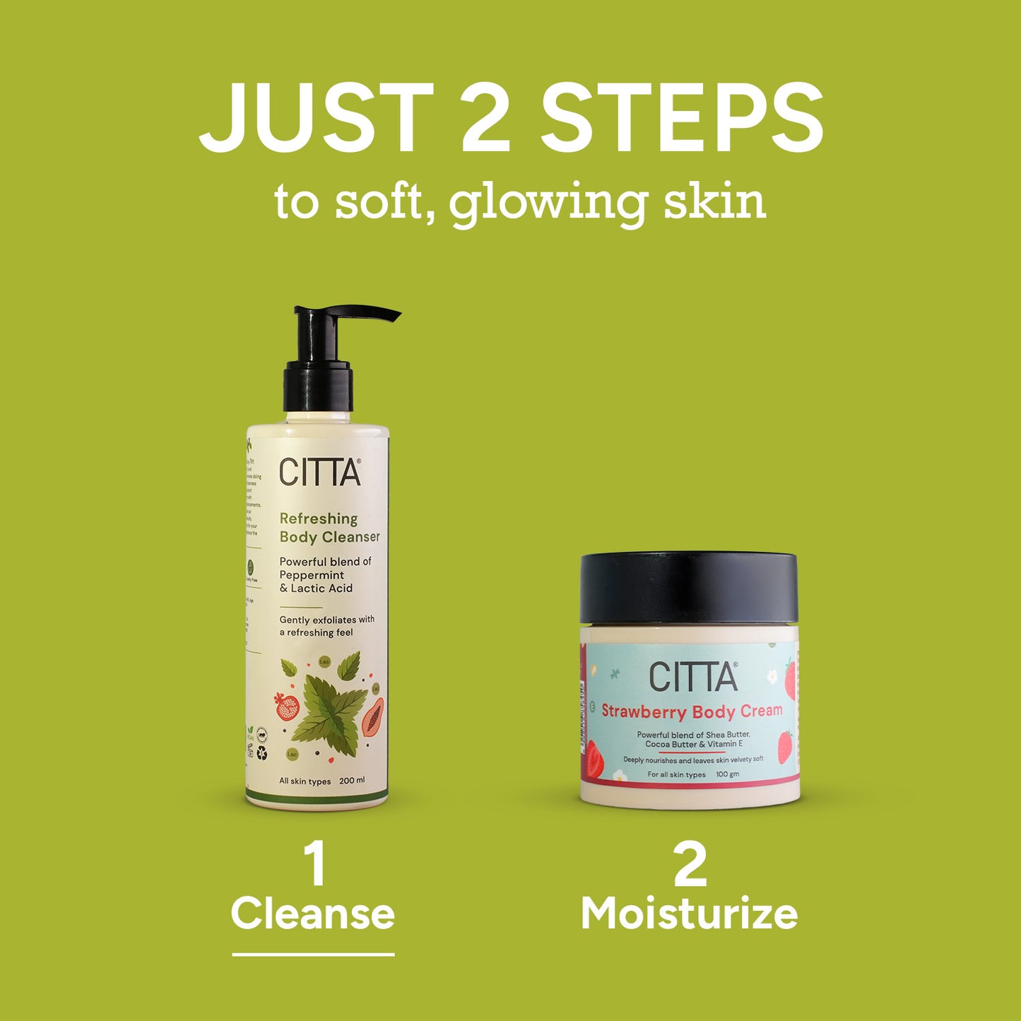 200ml $$** just 2 steps to soft and glowing skin (skin care routine)= Body cleanser + Moisturizer