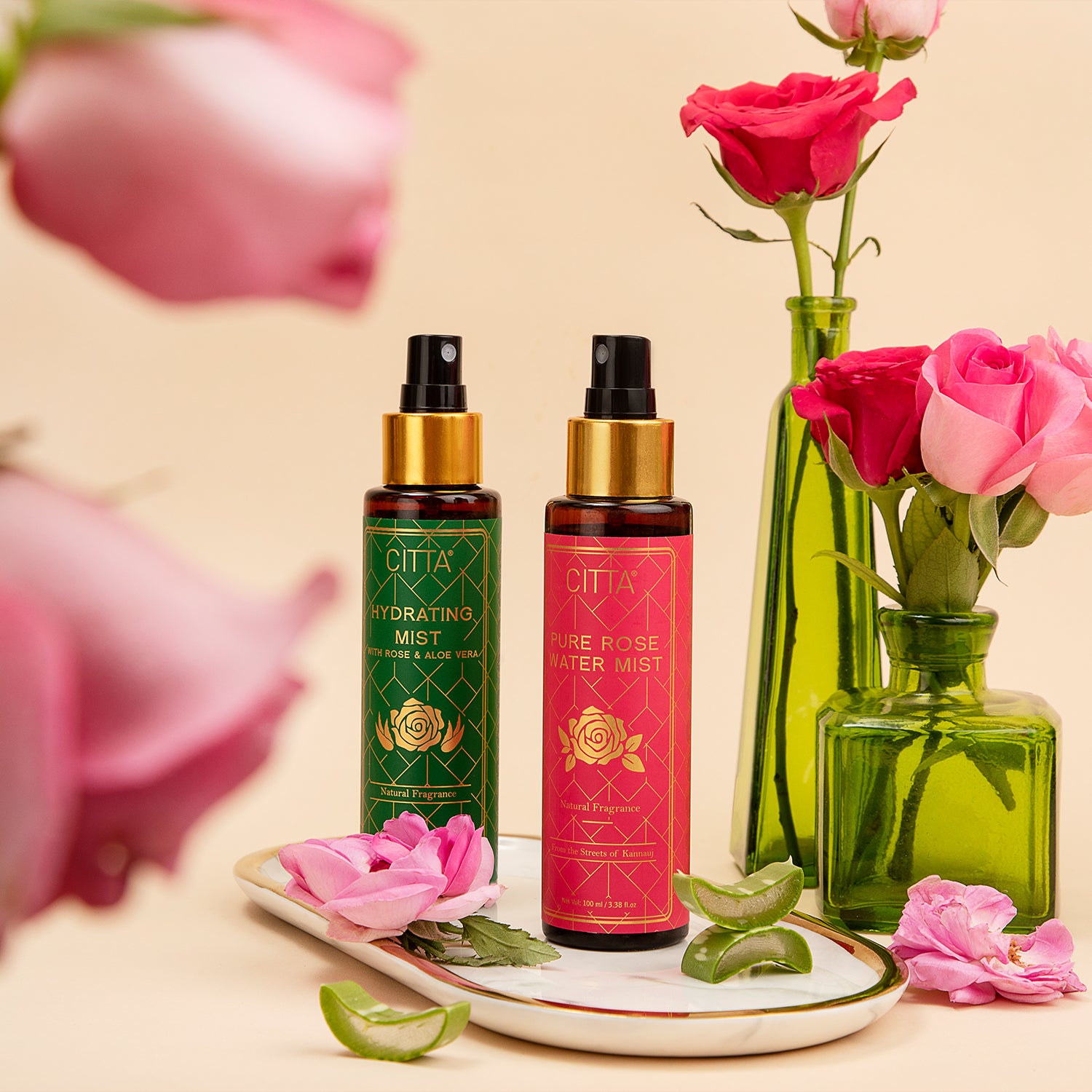 Pure Rose Water Mist Spray and Hydrating Mist with Rose & Aloe Vera Combo for glowing and hydrated skin