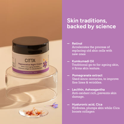  buy the naturally made regenerative night cream with retinol, kumkumadi & ashwagandha