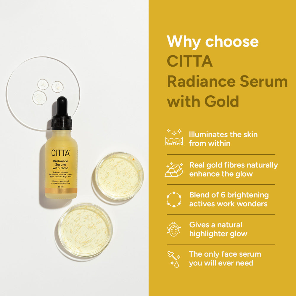 24k Gold Serum for Face with Real Gold Fibers & Six Brightening Actives – Niacinamide & Arbutin Serum for Illuminated Skin