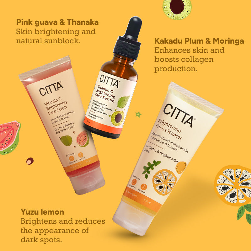 CITTA Vitamin C Face Combo - With Face Wash, Scrub & Serum