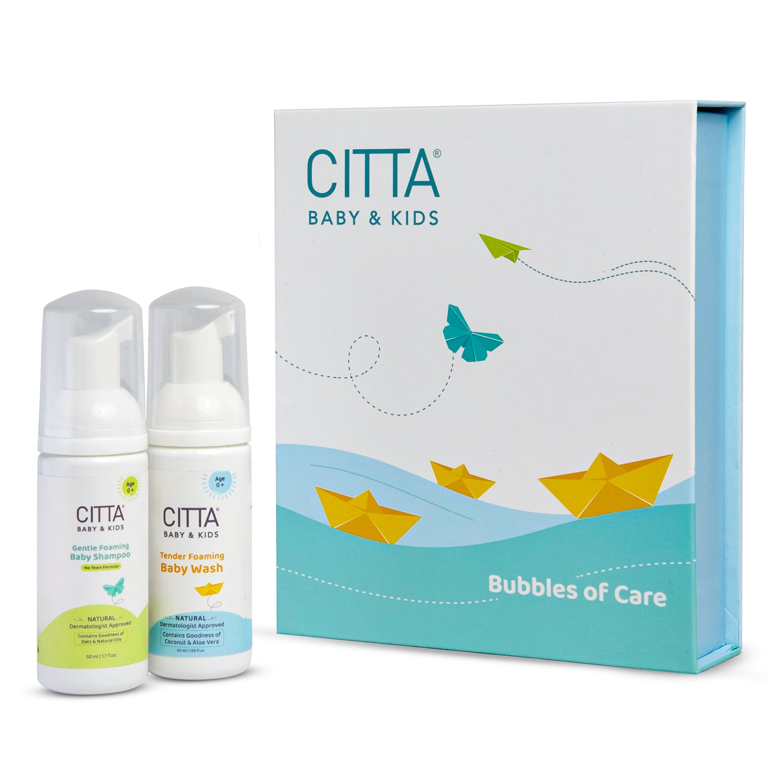  Baby Bath Gift Set by CITTA – Gentle Foaming Baby Shampoo & Tender Baby Wash