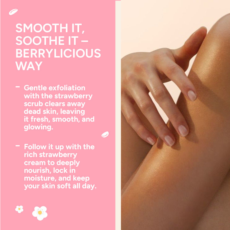 $$** Berry-licious Skincare Duo – Exfoliate Dead Skin and Lock in Moisture with CITTA Strawberry Scrub and Cream