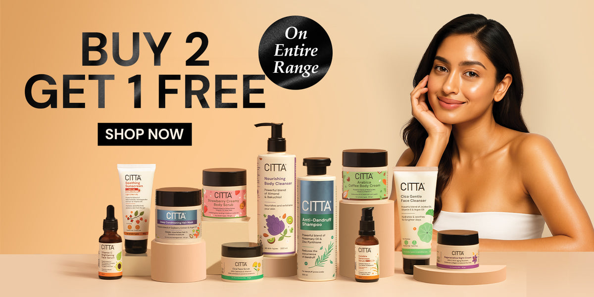 Buy 2 Get 1 Free on CITTA skin care products, hair care products and body care products