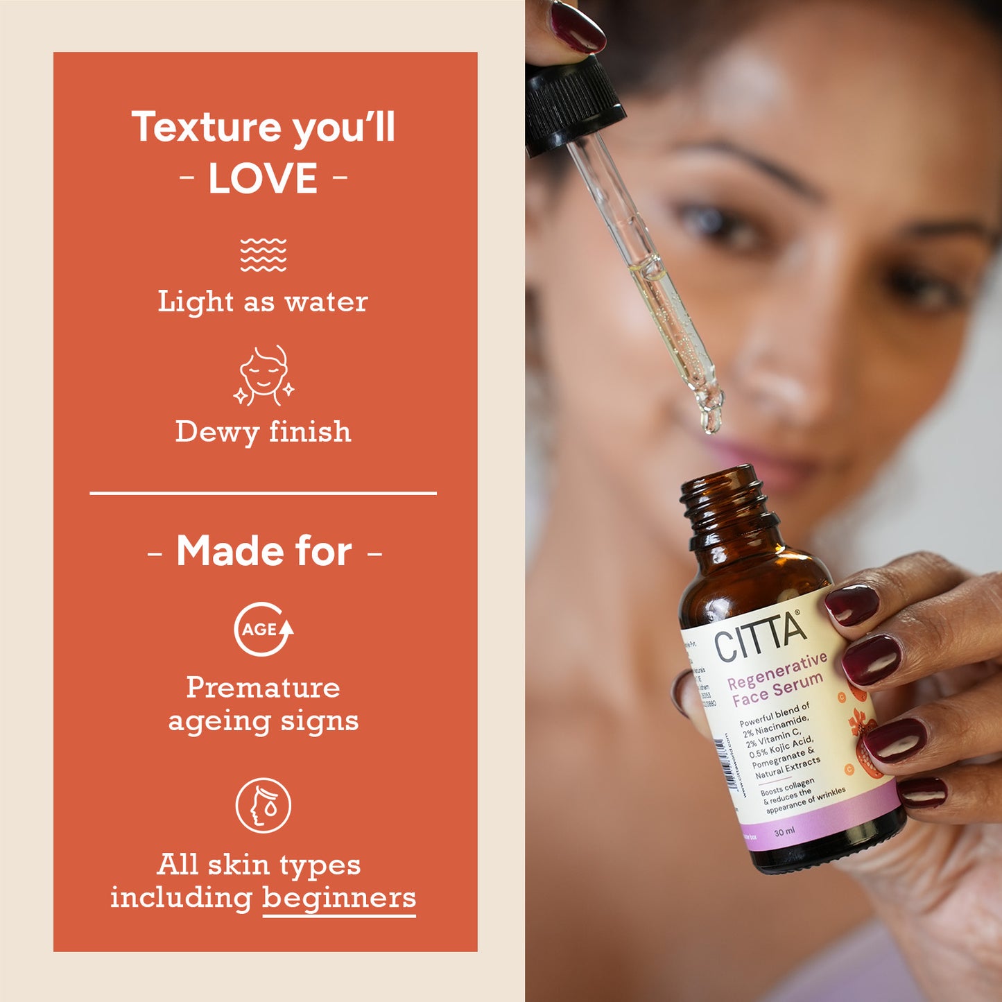 30 ml $$** Buy CITTA Regenerative Face Serum – Suitable for All Skin Types