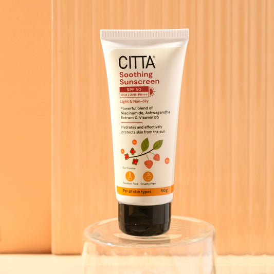 50gm $$** Buy CITTA Soothing Sunscreen SPF 50 PA+++ Online in India– sunscreen cream with SPF 50 for dry and sensitive skin
