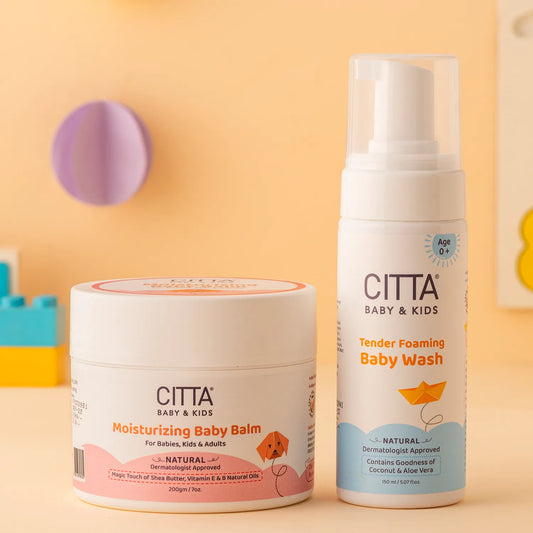 $$** CITTA Balm & Wash Combo for Babies – Baby Moisturizer and Body Wash with Shea Butter, Aloe Vera, and Coconut Extracts