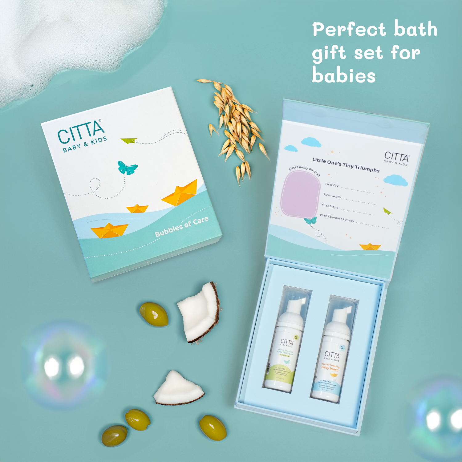 $$** CITTA Bubbles of Care – gentle baby bath set with baby shampoo and baby wash