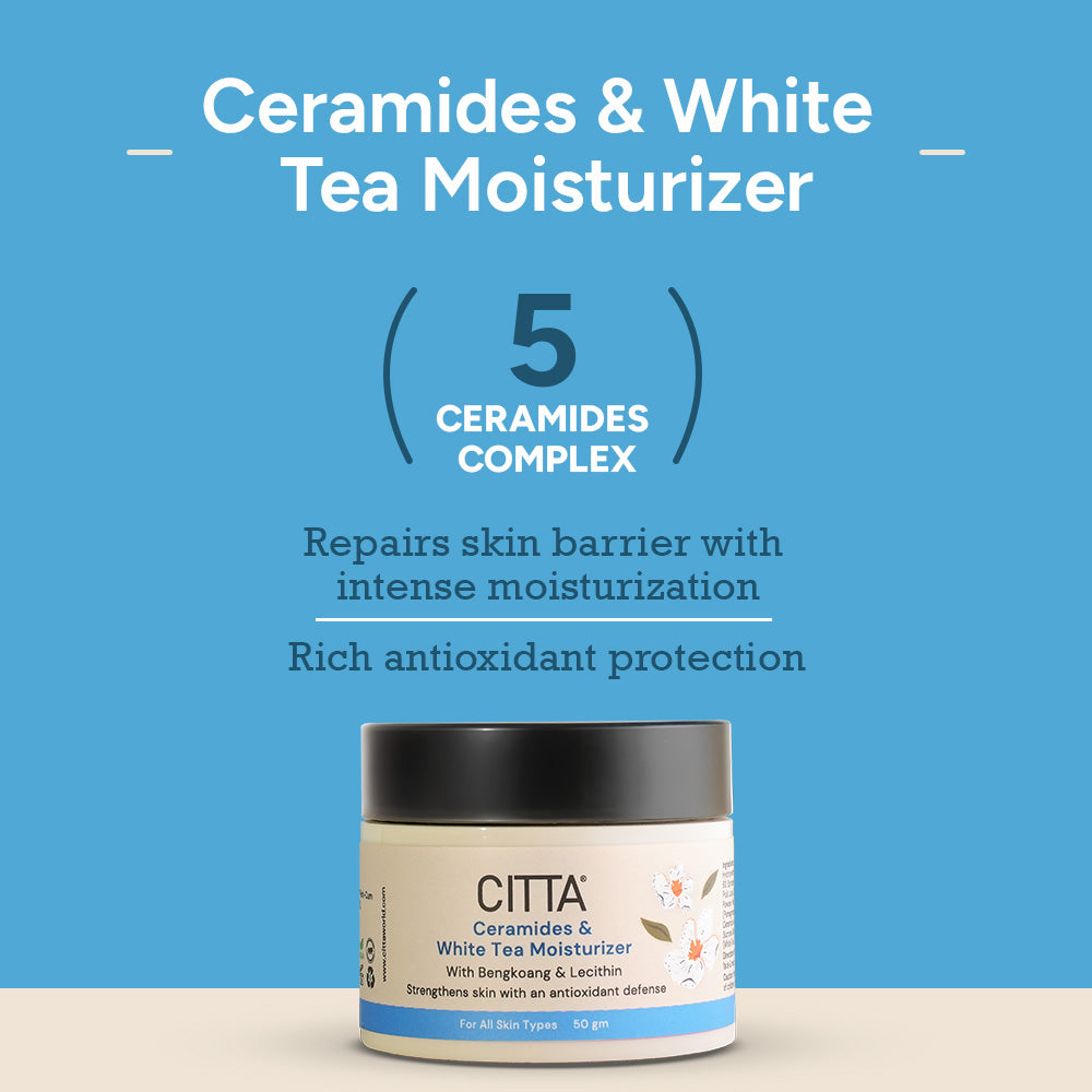 CITTA Ceramides & White Tea Moisturizer with 5 ceramides complex for skin barrier repair and antioxidant protection