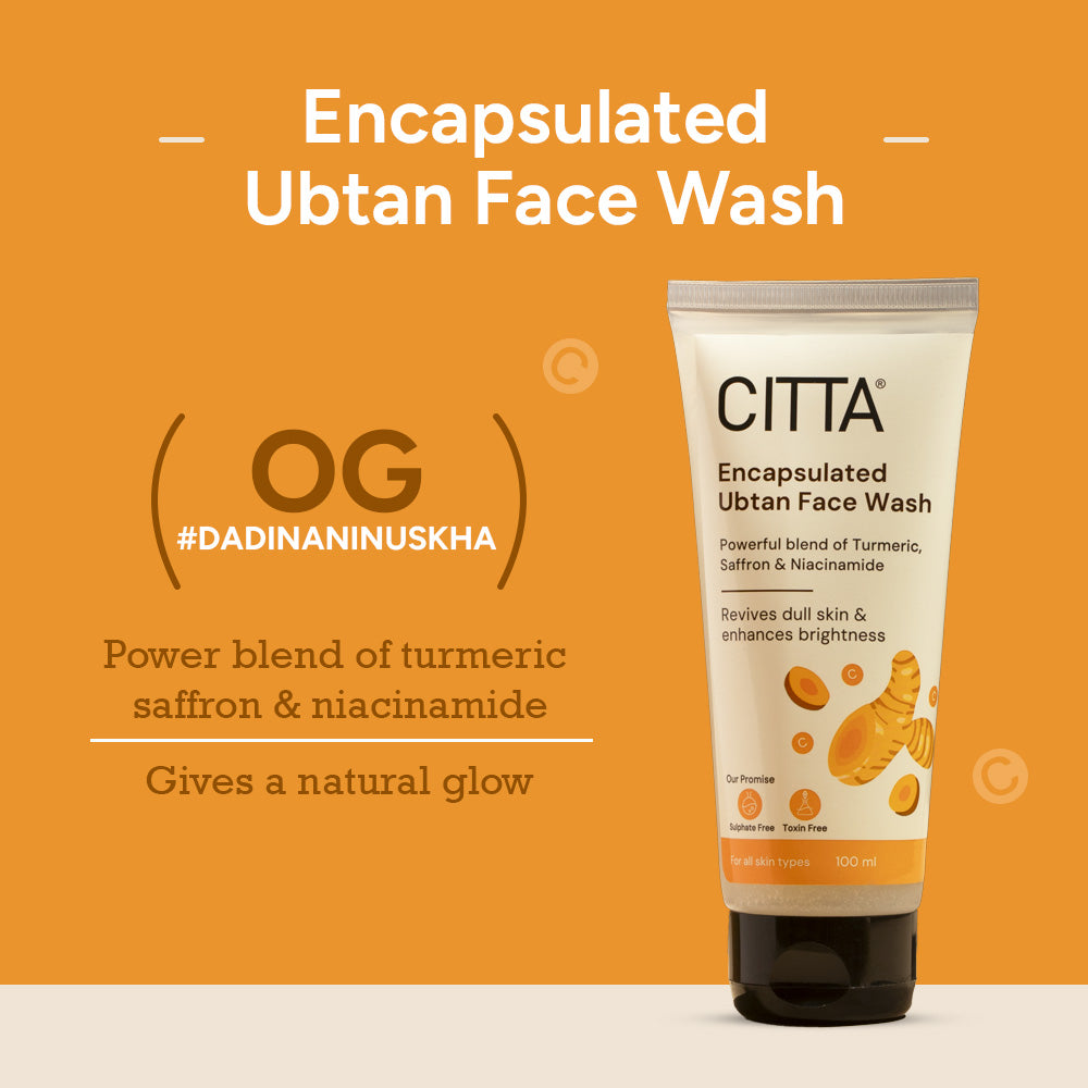 CITTA Encapsulated Ubtan Face Wash with Turmeric, Saffron & Niacinamide for Glow and Tan Removal – Dadi Nani Ka Nuskha for Natural Brightening