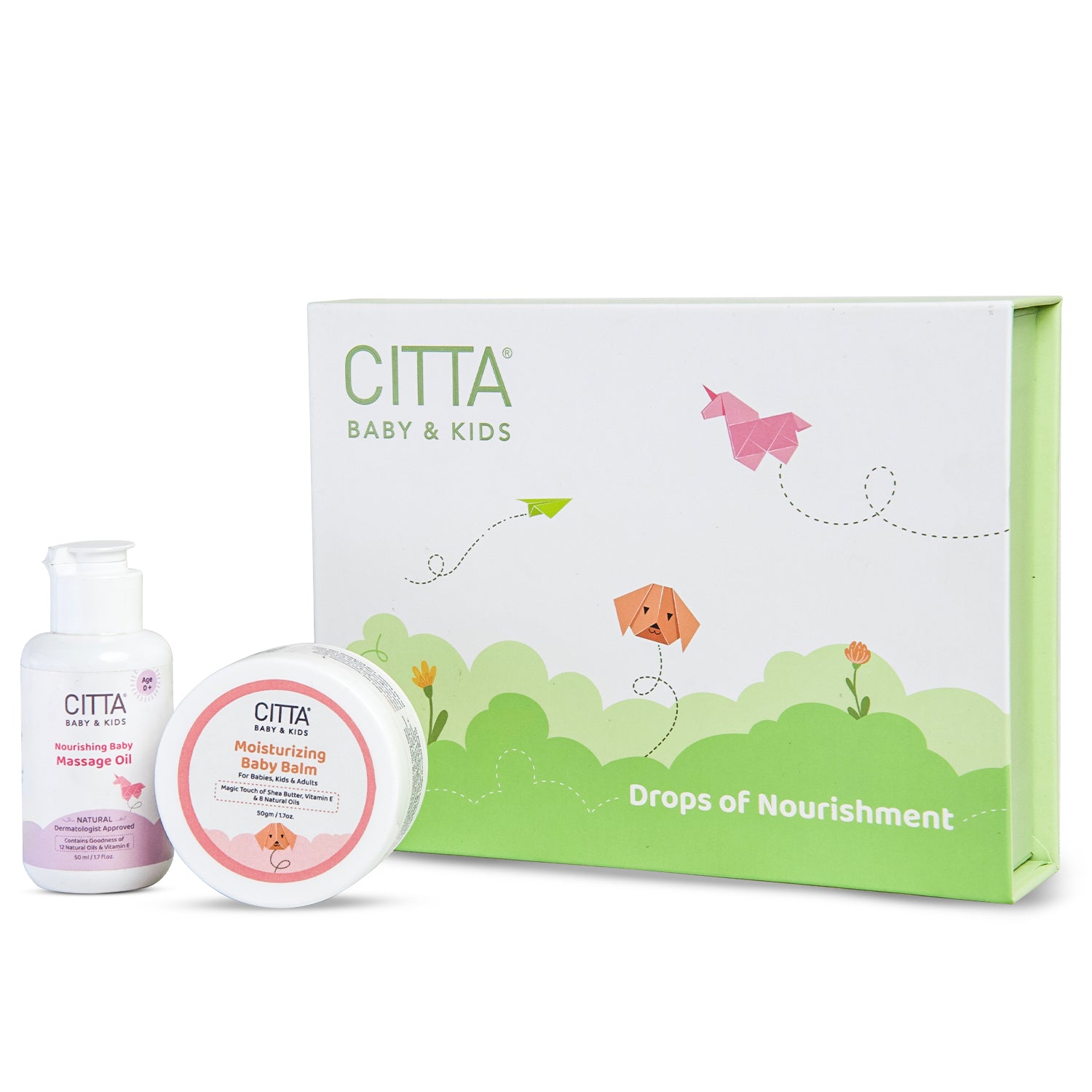  CITTA Nourishing Baby Massage Oil and Moisturizing Baby Balm Combo – Safe and Natural Care for Baby Skin