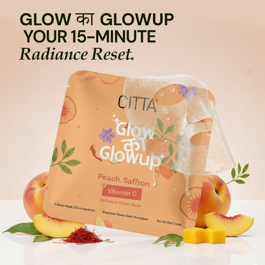 Pack of 1 $$** CITTA brightening sheet mask for glowing skin with vitamin C and saffron
