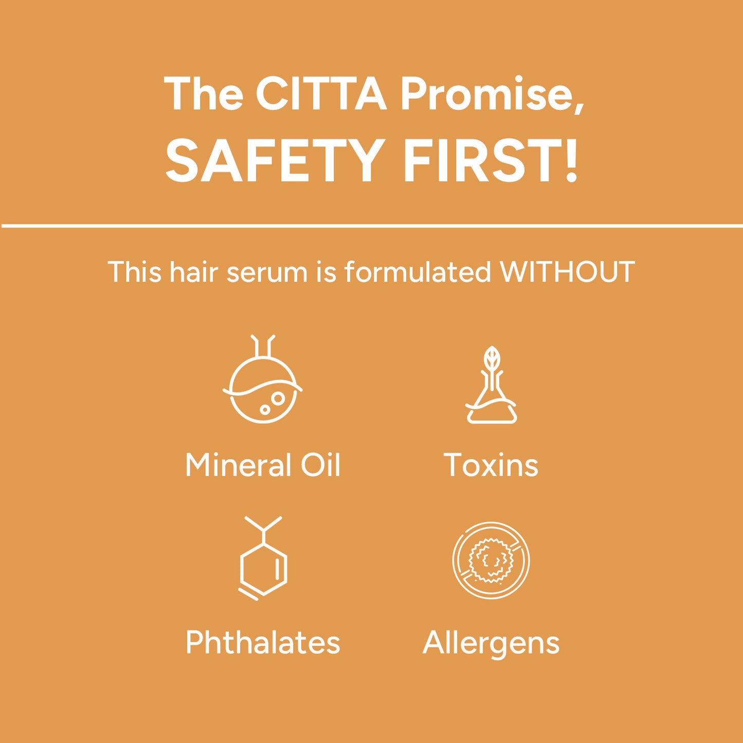 50ml $$** CITTA hair growth serum is formulated without Mineral oil, toxins, Phthalates, & Allergens.