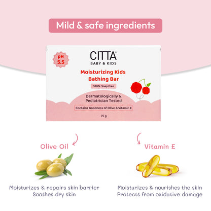  citta kids soap with olive oil and vitamin e – mild, safe, and dermatologist-tested bathing bar