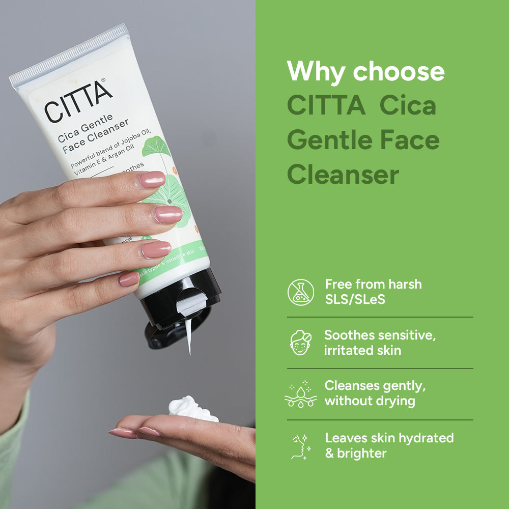 Why choose CITTA Cica Gentle Face Cleanser – Cica face wash that soothes sensitive skin, cleanses without drying and leaves skin hydrated
