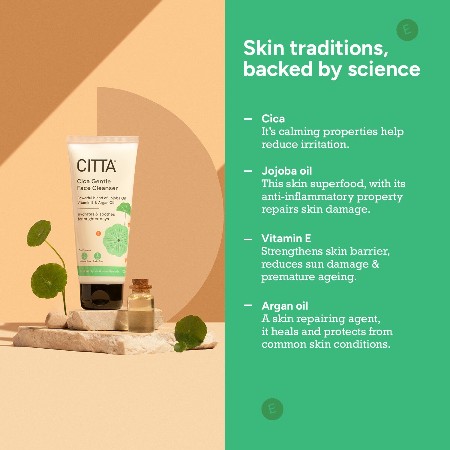 Cica face wash with jojoba oil, argan oil and vitamin E – natural cleanser for dry and sensitive skin