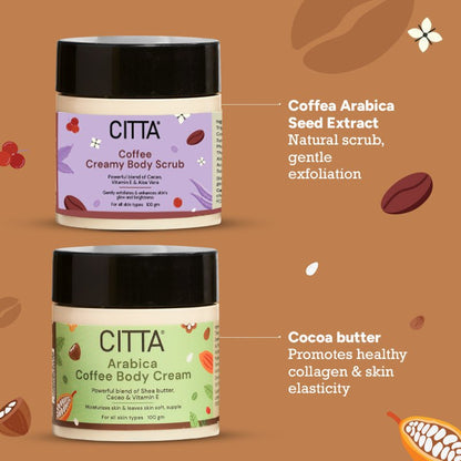  Coffee body scrub with cacao vitamin E aloe vera and Arabica coffee cream