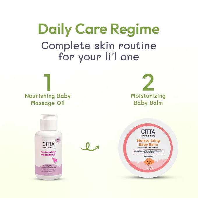 Complete baby skincare routine – CITTA Baby Massage Oil and Moisturizing Baby Balm for daily nourishment