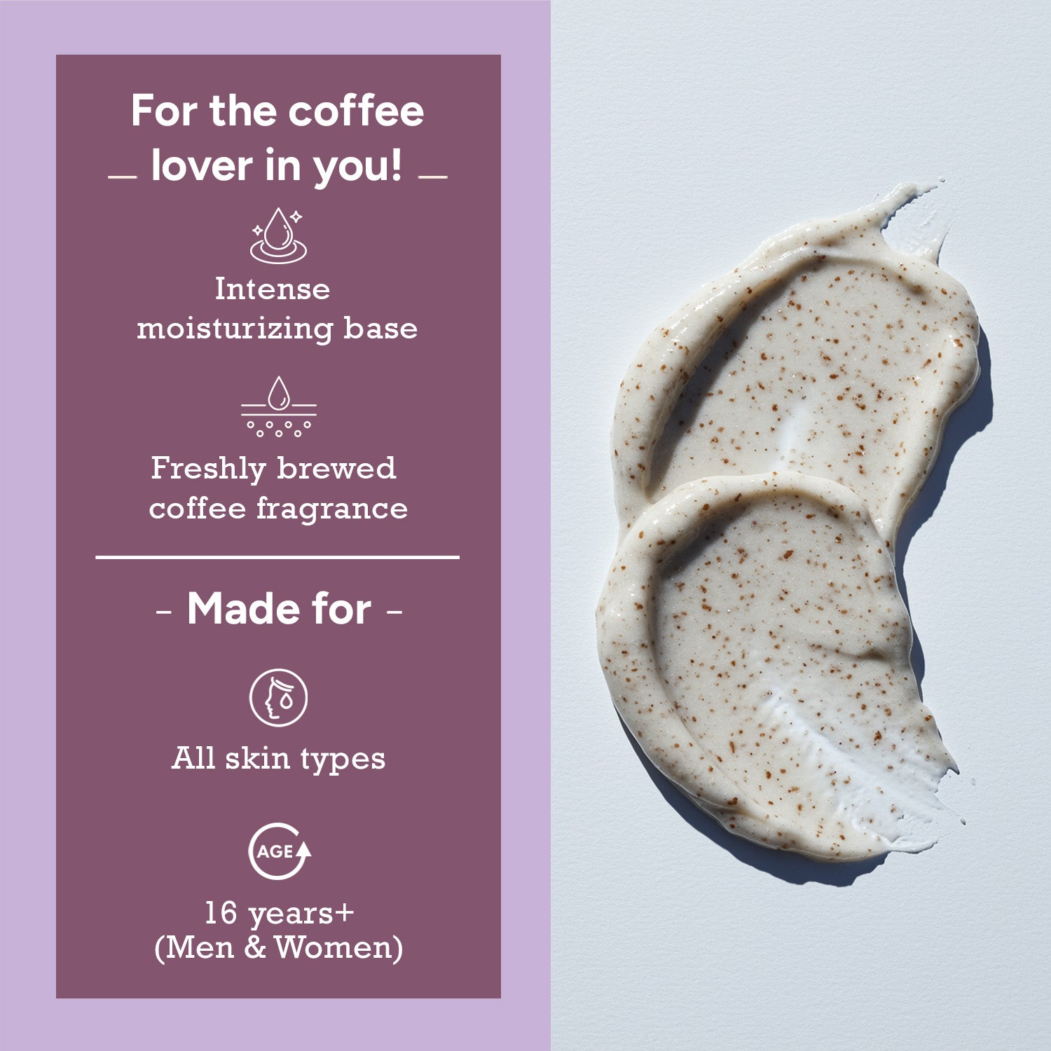  Creamy coffee scrub for all skin types with deep moisturization and aromatic coffee fragrance