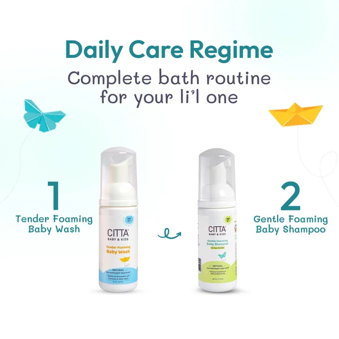 Daily Baby Bath Routine with CITTA Tender Foaming Baby Wash and Gentle Baby Shampoo