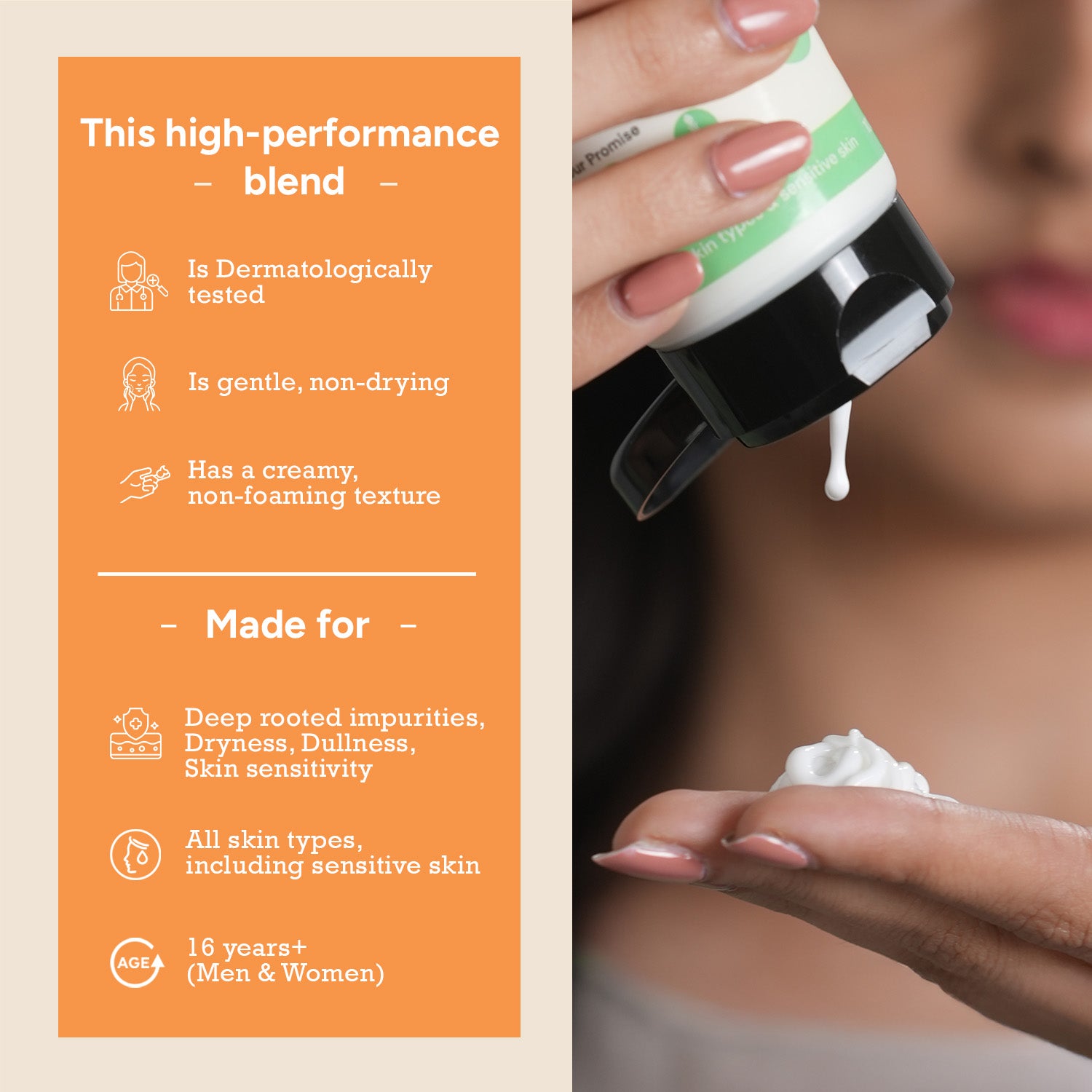  Dermatologist tested gentle cleanser with creamy texture for sensitive, dry or dull skin