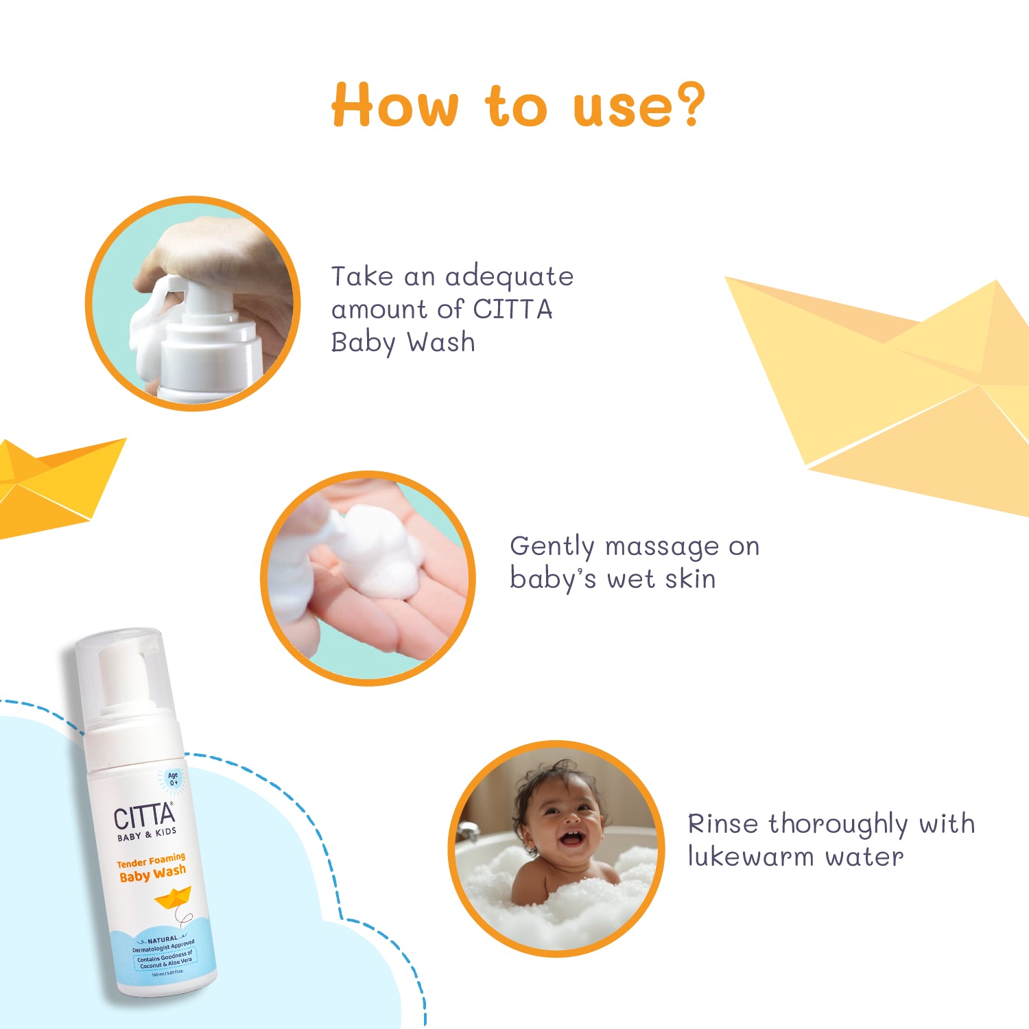  How to Apply CITTA Baby Body Wash – Gentle Foaming Wash for Babies