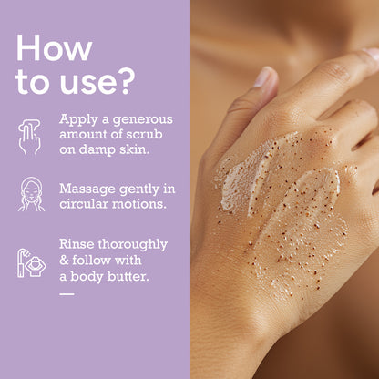  how to use citta coffee body scrub – apply on damp skin, massage gently, rinse off