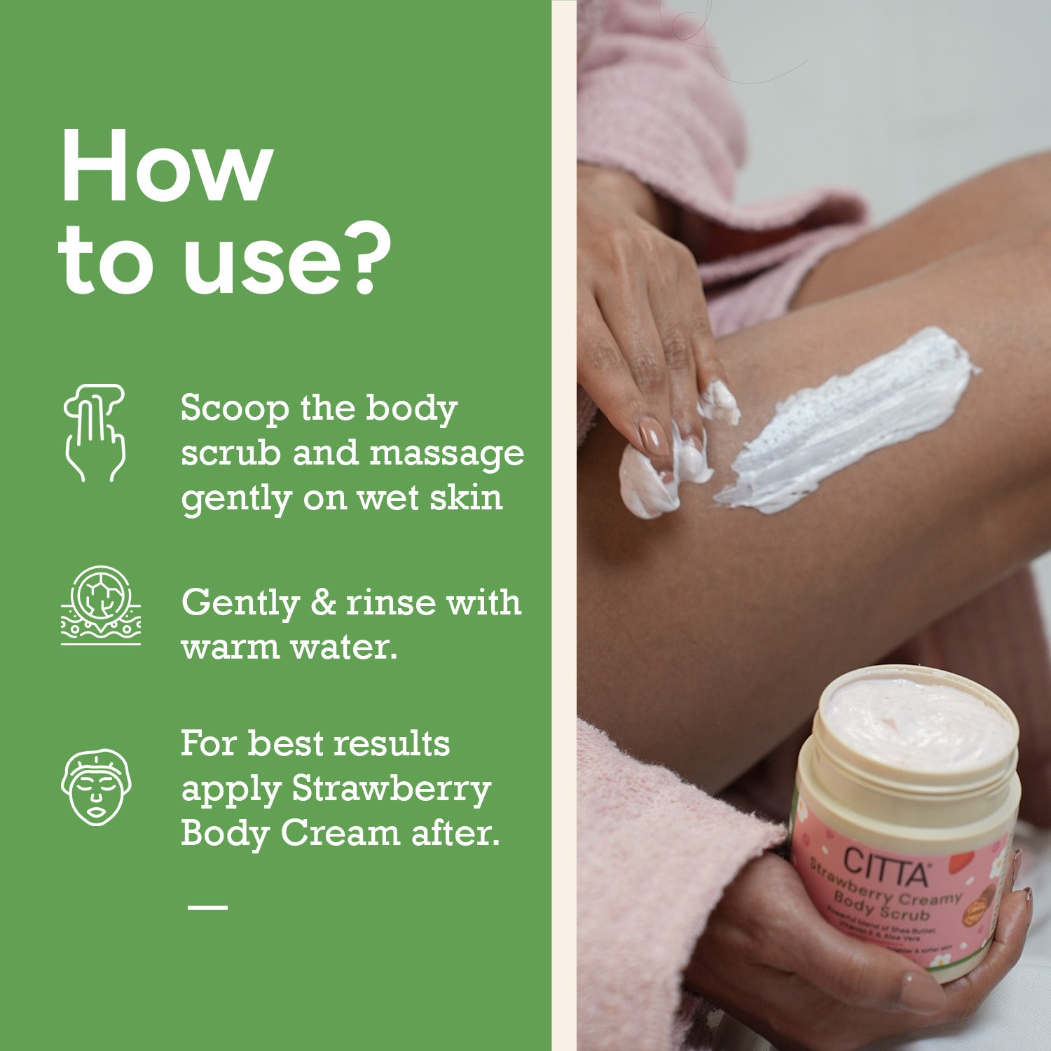 How to use Naturally Made CITTA Strawberry Creamy Body Scrub