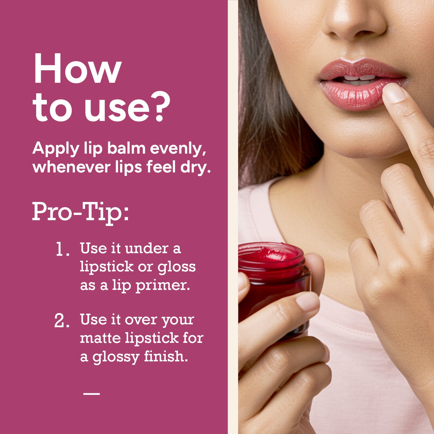  How to use beetroot lip balm – as lip primer under lipstick or for glossy finish over matte lipstick