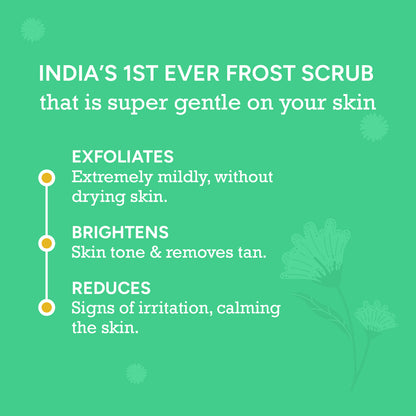  india’s first frosty cica face scrub – gentle exfoliation, tan removal and skin brightening