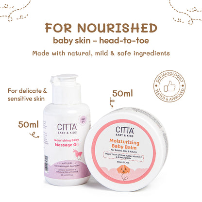  Natural Baby Massage Oil and Balm with Shea Butter & 12 Natural Oils – Gentle Care for Delicate Baby Skin