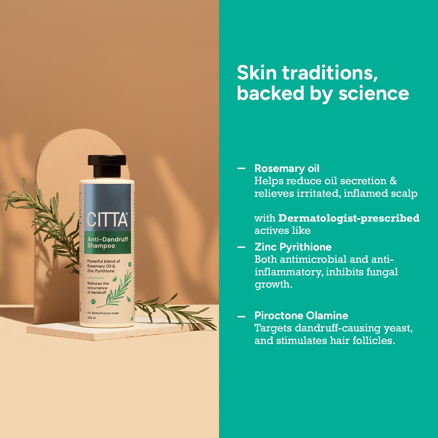  Natural anti dandruff shampoo with rosemary oil, zinc pyrithione, and piroctone olamine (sulphate and paraben free shampoo​)
