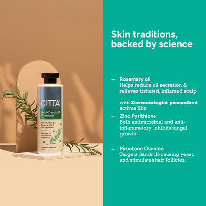  natural anti dandruff shampoo with rosemary oil, zinc pyrithione, and piroctone olamine (sulphate and paraben free shampoo​)