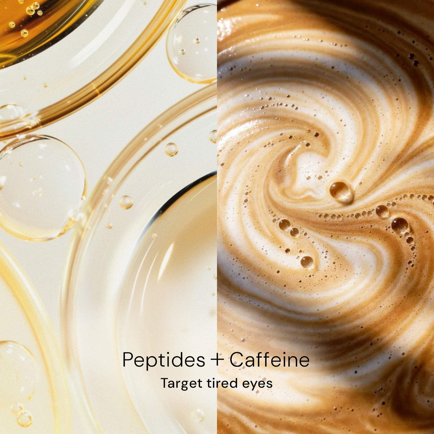 Peptide and caffeine eye cream ingredients for tired-looking eyes